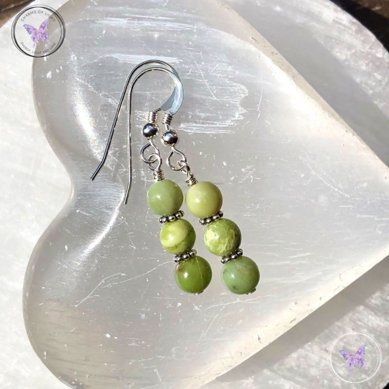 Chrysoprase Triple Bead Earrings